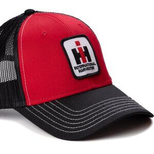 International Harvester IH Tractor Logo Hat, Red with Black Brim and Black Mesh